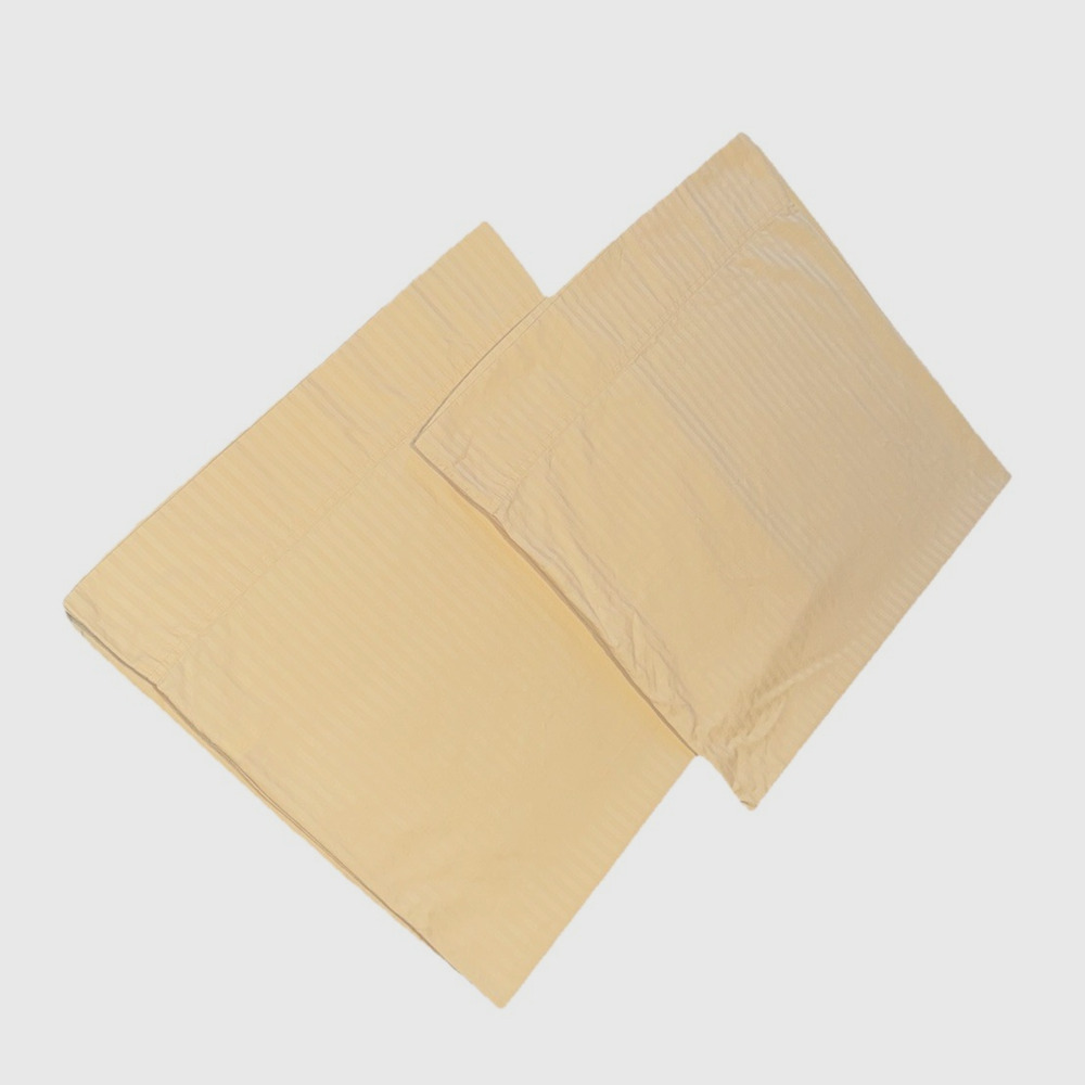 Hotel Collection Pair Luxury Cotton Pillowcases Yellow Damask Stripe 2 King Size